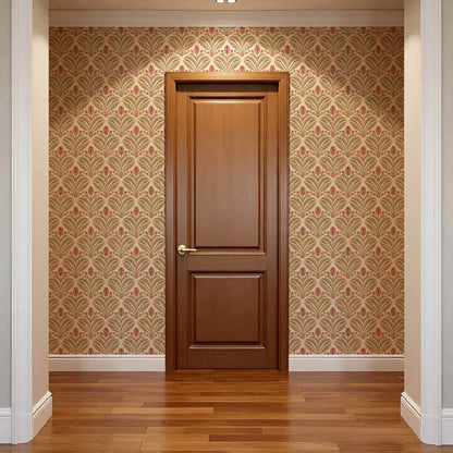 Adia Tulip Mosaic Pink Brown Wallpaper