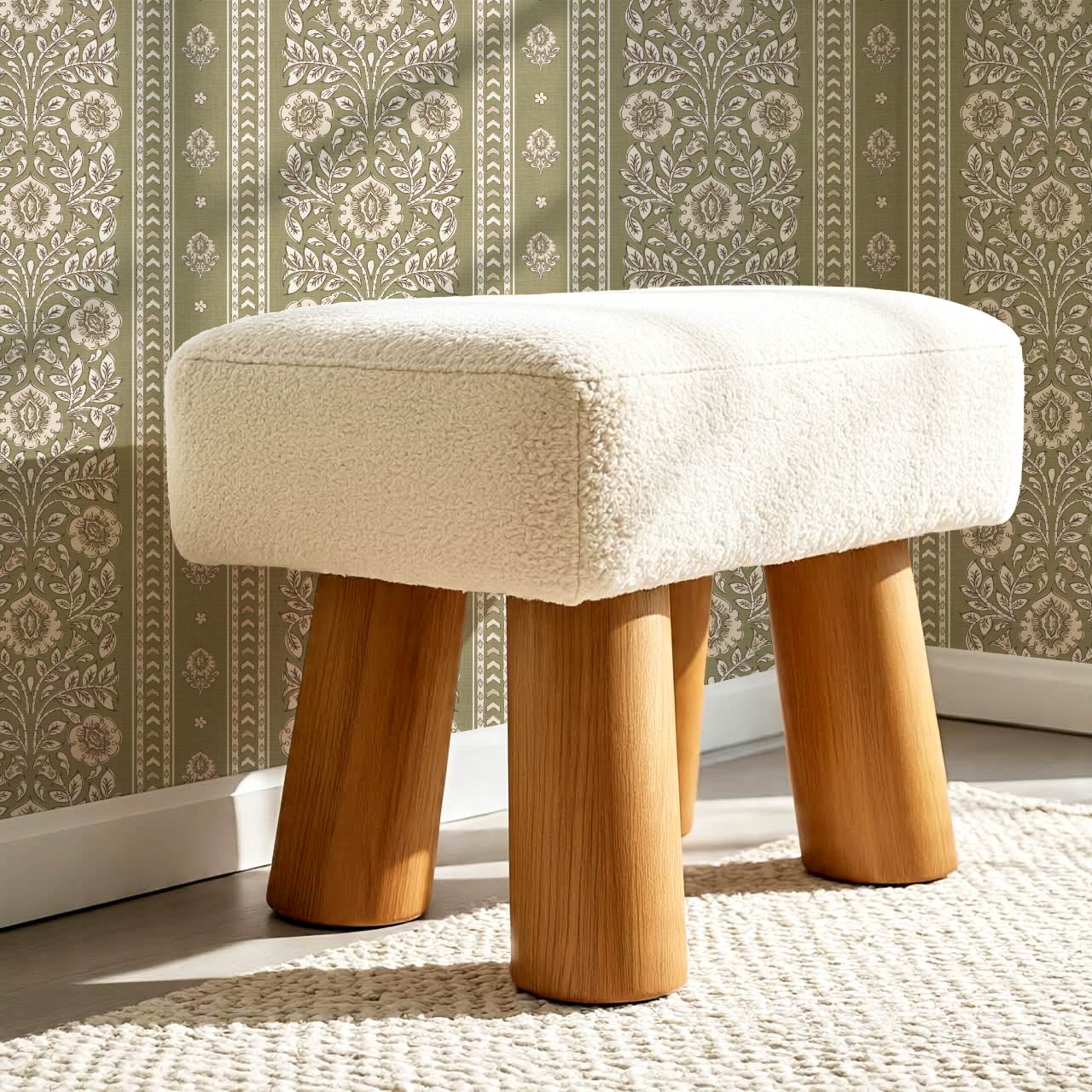 Aprajita Vertical Bloom Olive Green Wallpaper