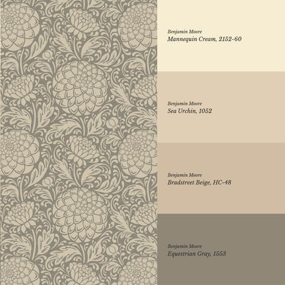Aella Dahlia Garden Antique Stone Wallpaper