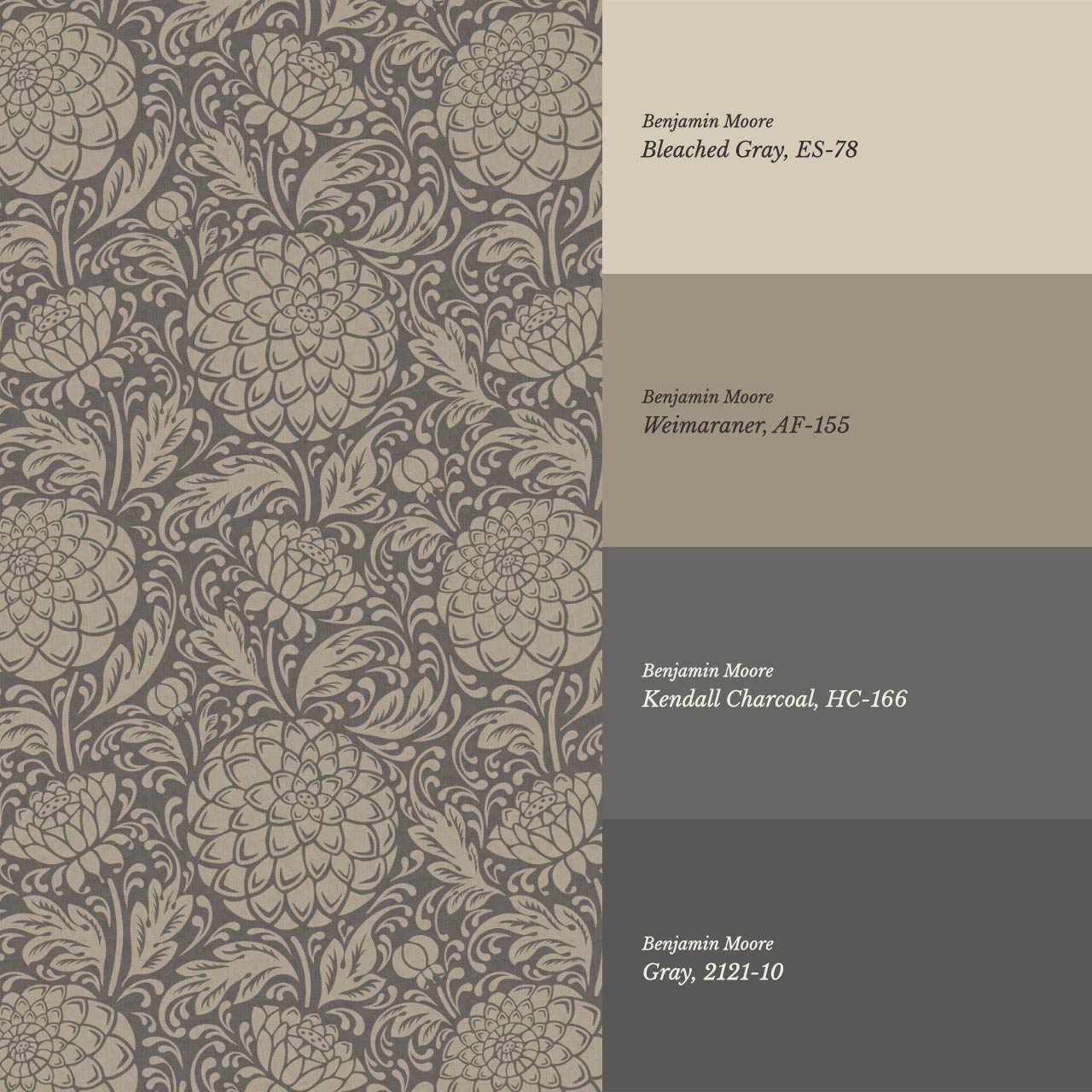 Aella Dahlia Garden Slate Grey Wallpaper
