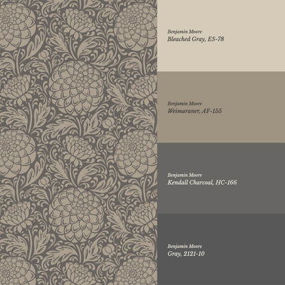 Aella Dahlia Garden Slate Grey Wallpaper