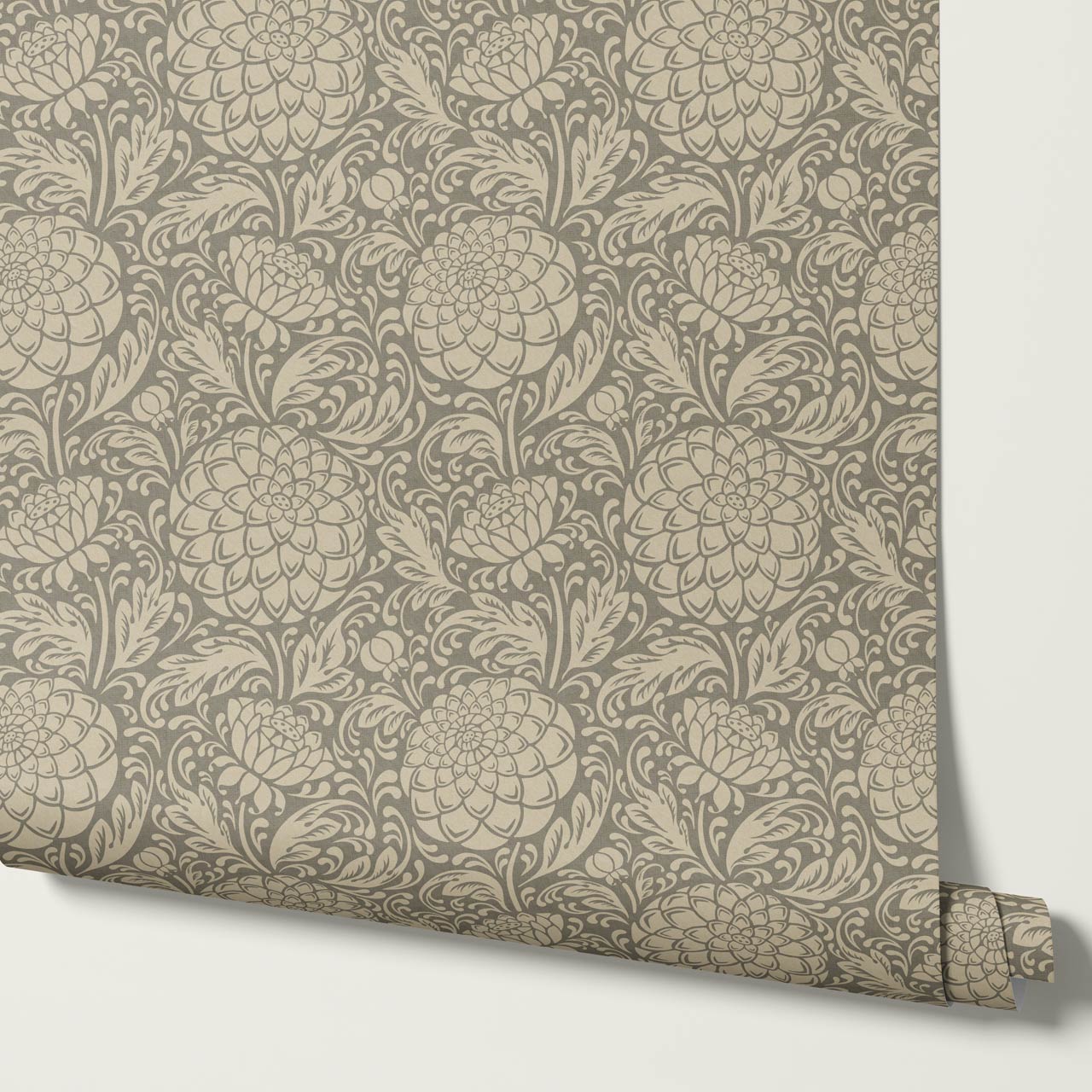 Aella Dahlia Garden Antique Stone Wallpaper