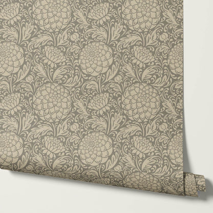 Aella Dahlia Garden Antique Stone Wallpaper