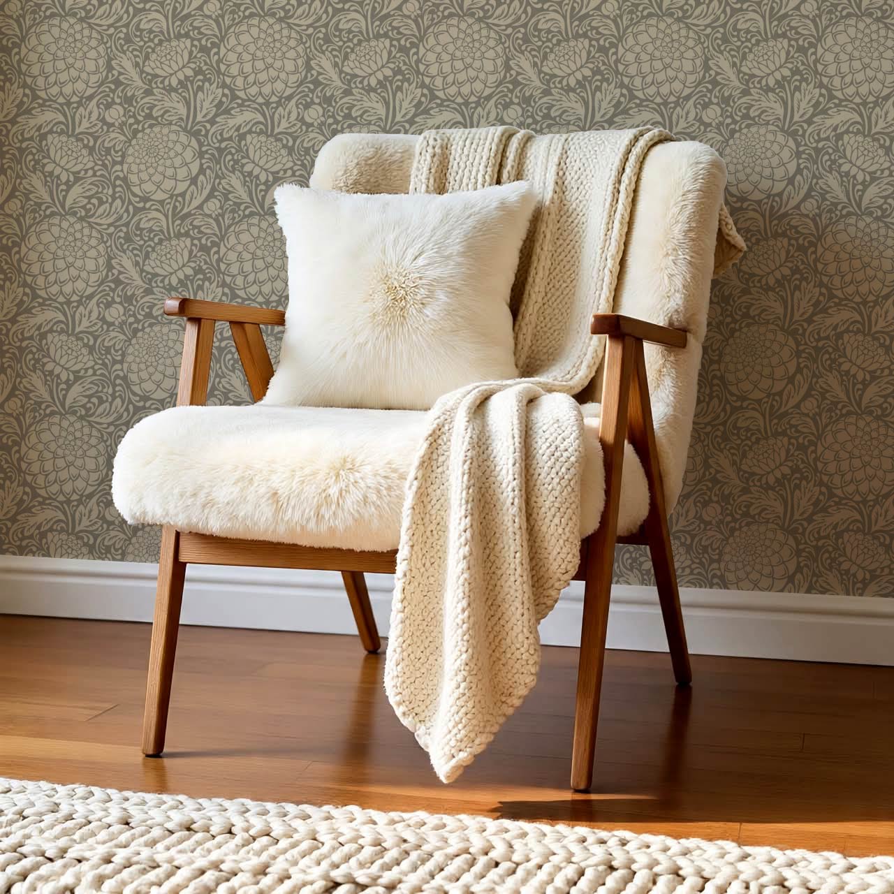 Aella Dahlia Garden Antique Stone Wallpaper