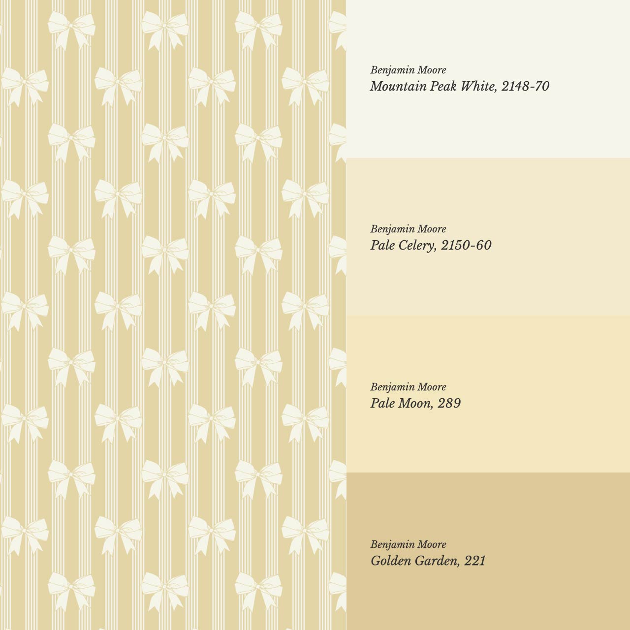 Aemili Ribbons & Bows Cream Lemon Wallpaper