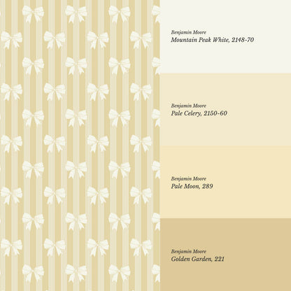 Aemili Ribbons & Bows Cream Lemon Wallpaper