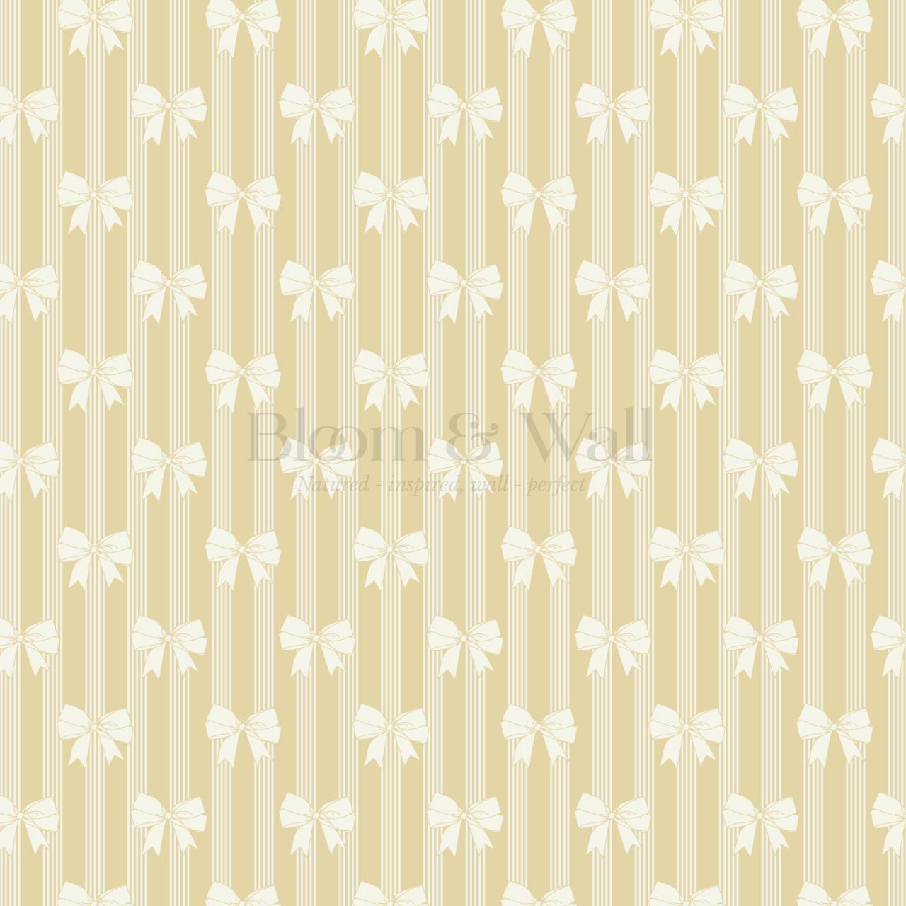 Aemili Ribbons & Bows Cream Lemon Wallpaper