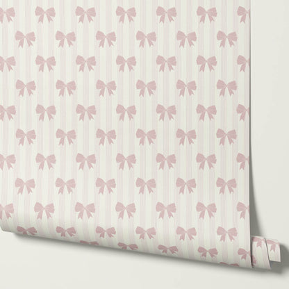 Aemili Ribbons & Bows Blush Wallpaper