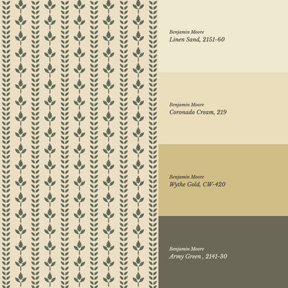 Agnes Butter Green Leaf Stripes Wallpaper