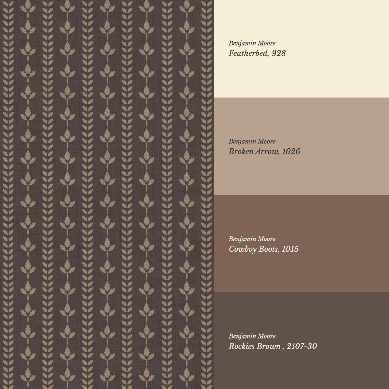 Agnes Dark Truffle Brown Leaf Stripes Wallpaper