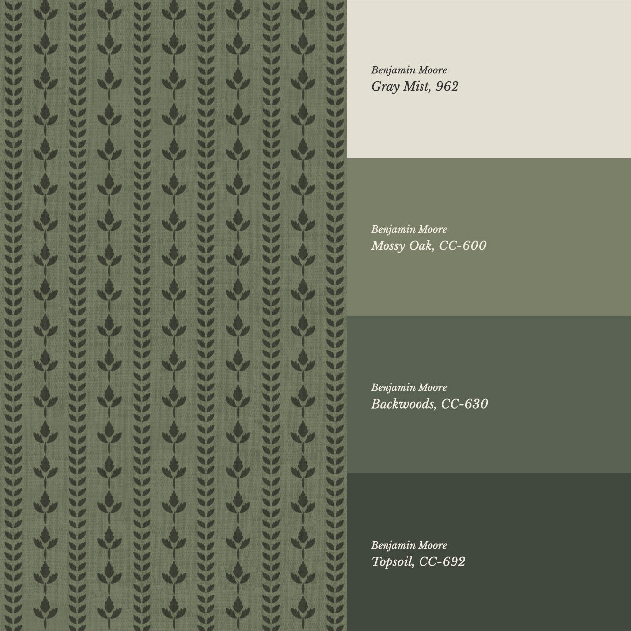 Agnes Forest Green Leaf Stripes Wallpaper