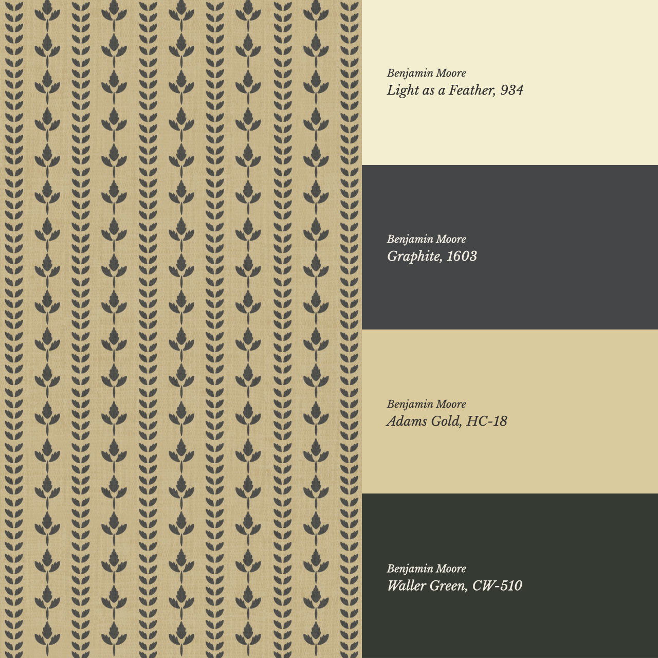Agnes Mustard Green Leaf Stripes Wallpaper