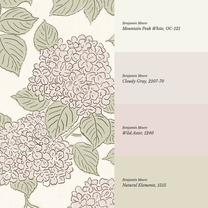 Jeny Vintage Hydrangea Soft Blush Sage Wallpaper