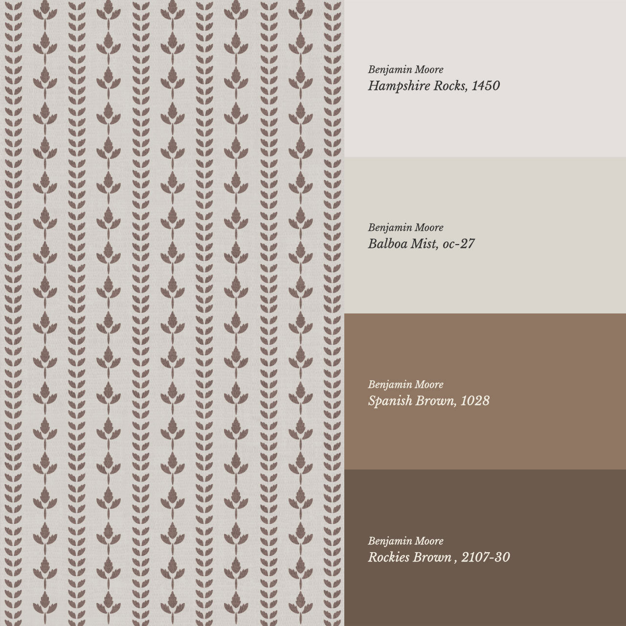 Agnes Clay Mocha Leaf Stripes Wallpaper