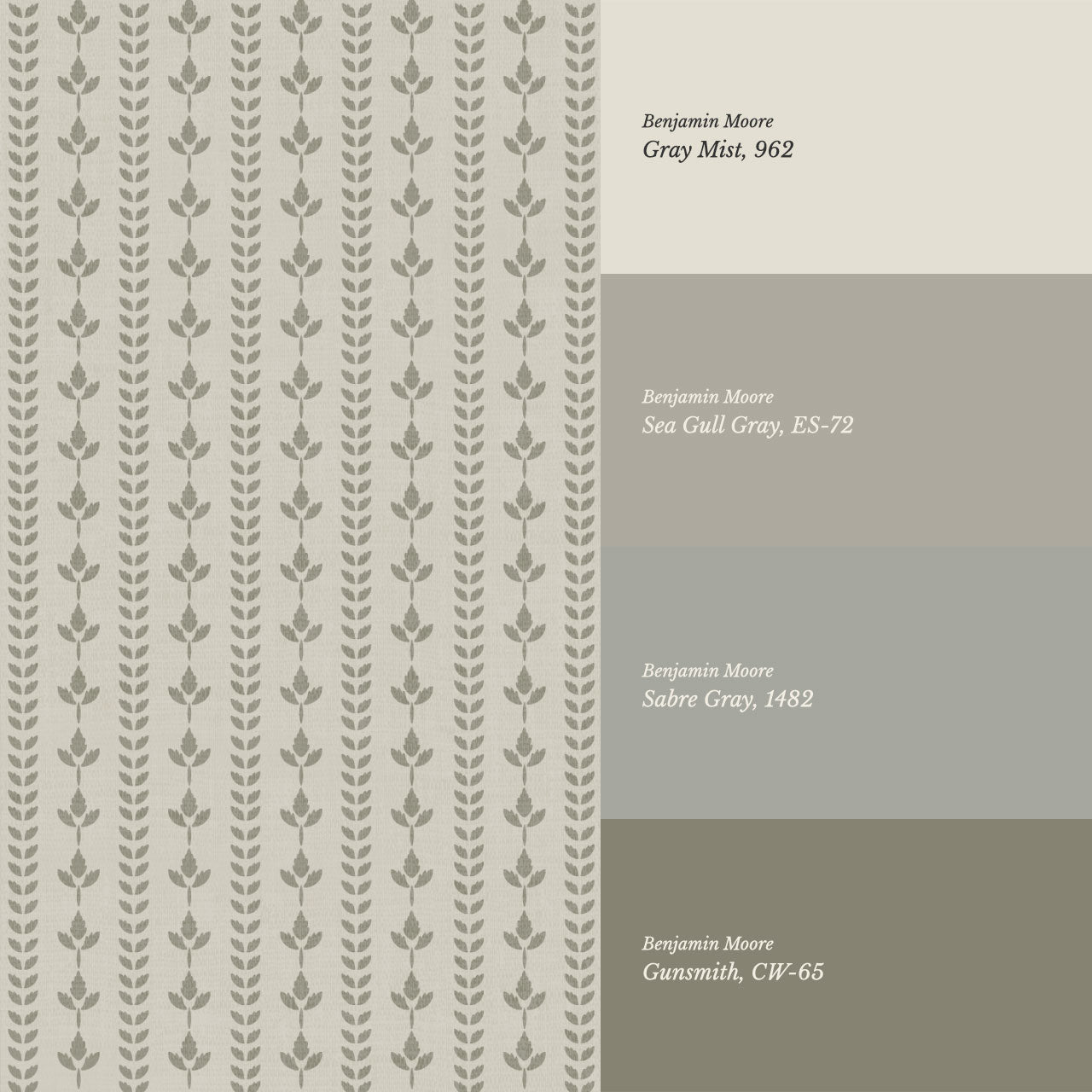 Agnes Stone Green Leaf Stripes Wallpaper