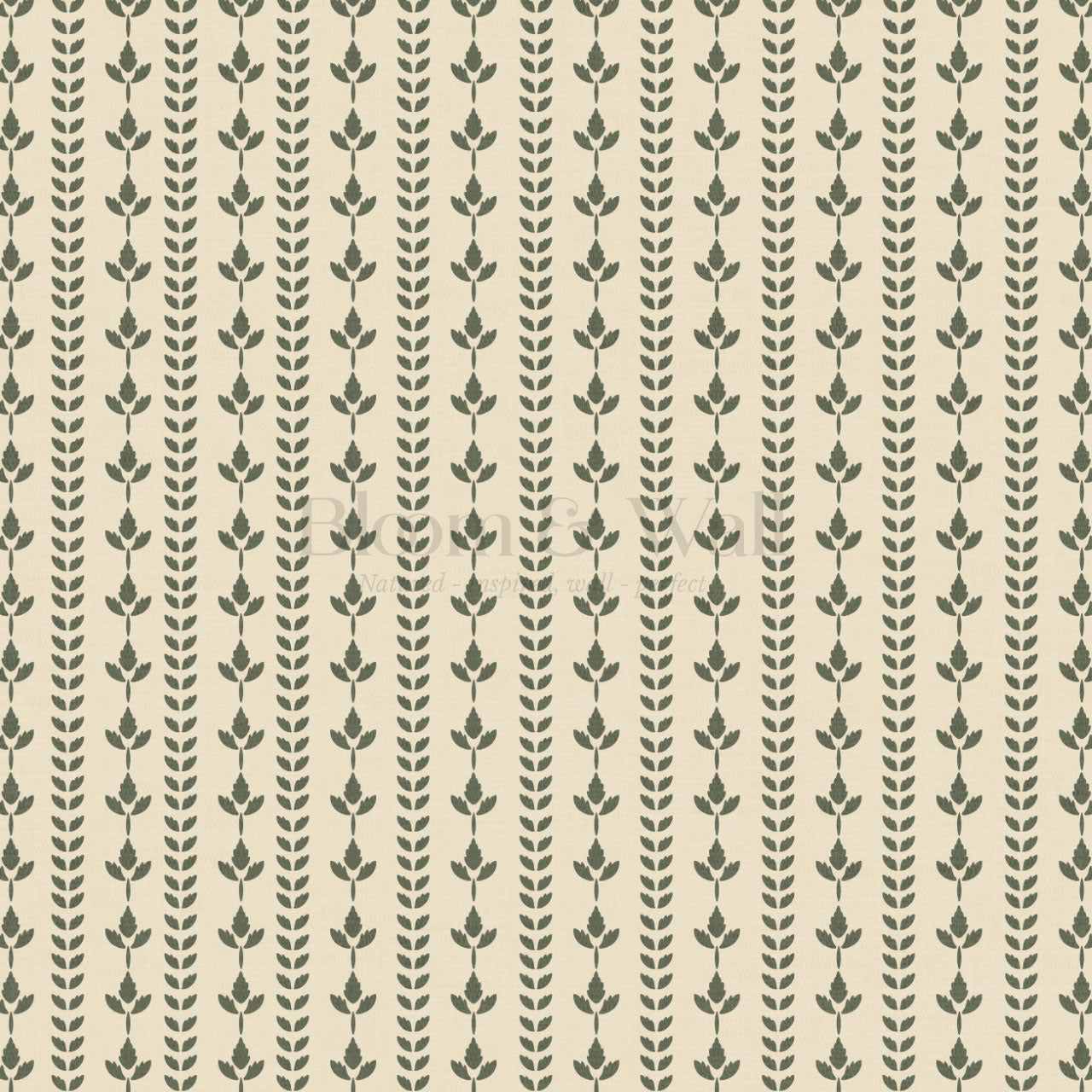 Agnes Butter Green Leaf Stripes Wallpaper