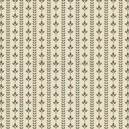 Agnes Butter Green Leaf Stripes Wallpaper