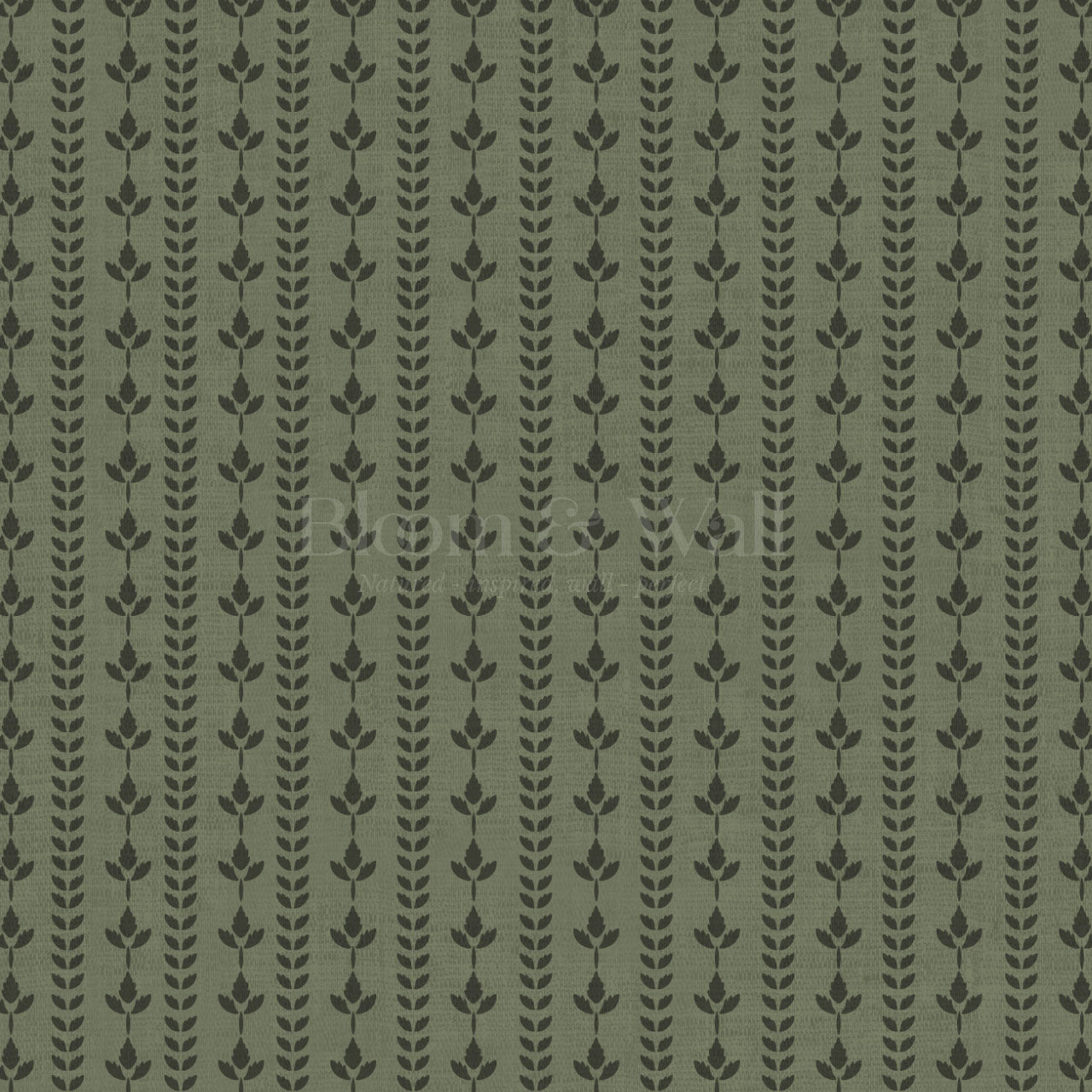 Agnes Forest Green Leaf Stripes Wallpaper