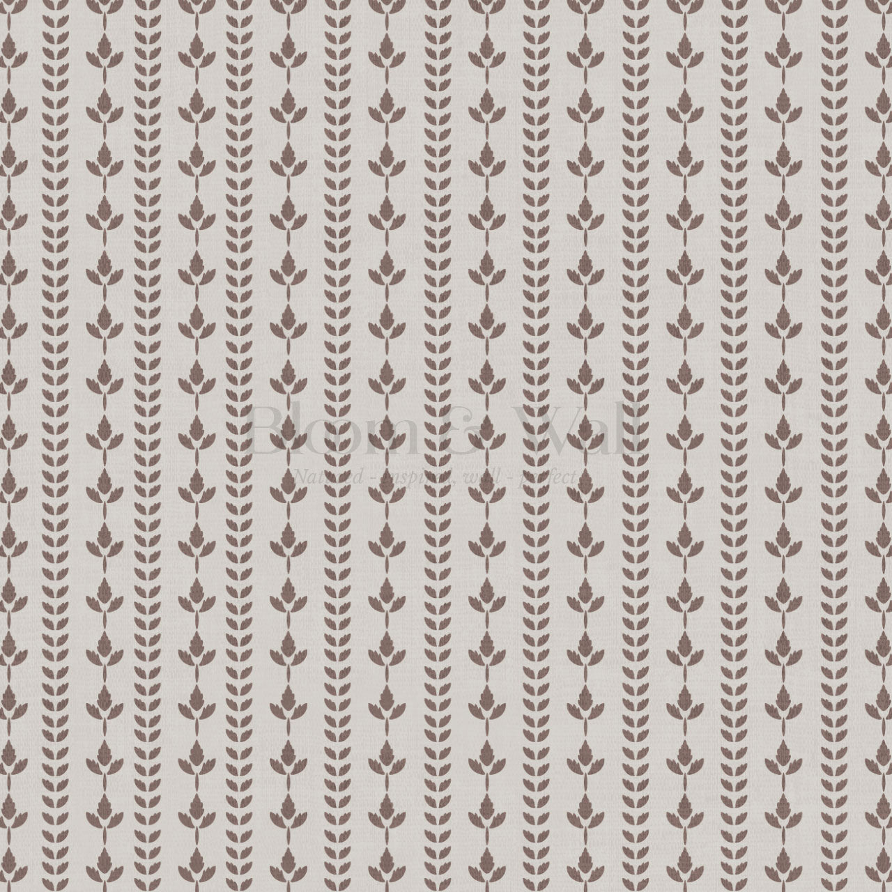 Agnes Clay Mocha Leaf Stripes Wallpaper