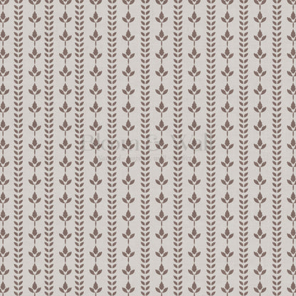 Agnes Clay Mocha Leaf Stripes Wallpaper