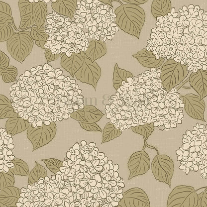 Jeny Vintage Hydrangea Antique Olive Wallpaper