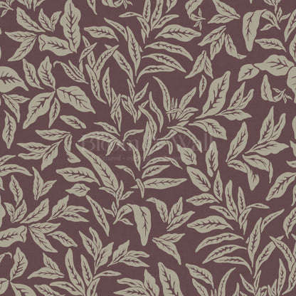 Adelaide Burgundy Botanical Leaves Wallpaper