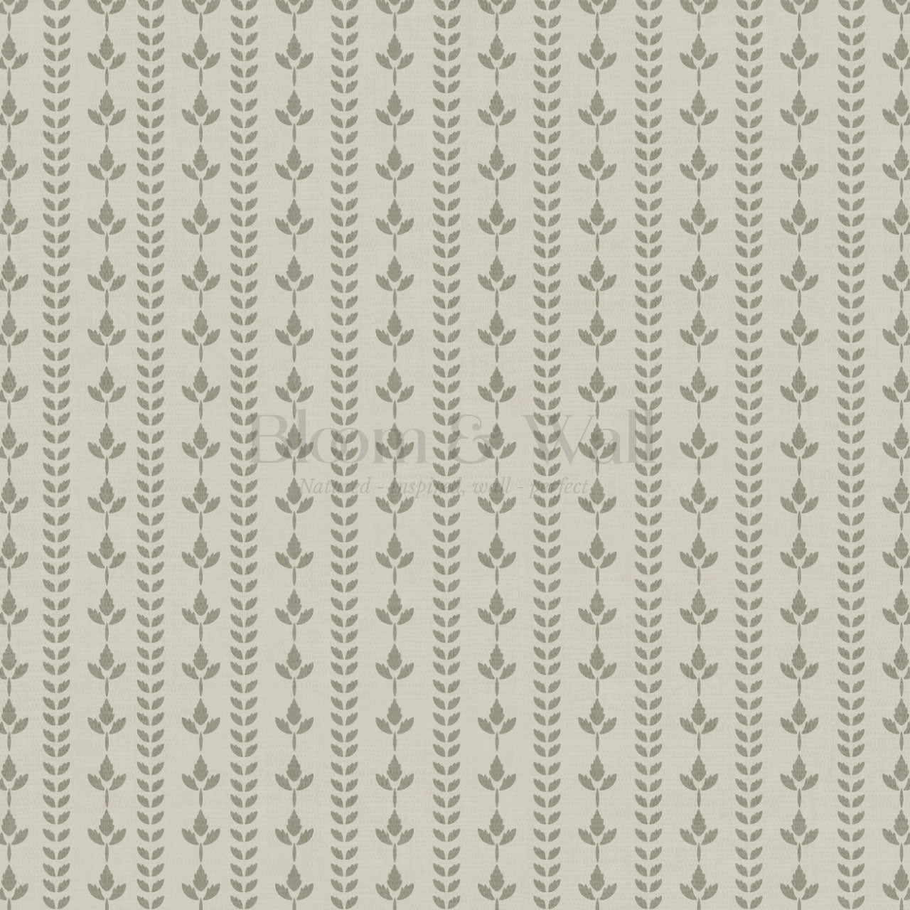 Agnes Stone Green Leaf Stripes Wallpaper