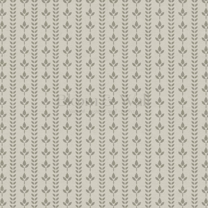 Agnes Stone Green Leaf Stripes Wallpaper