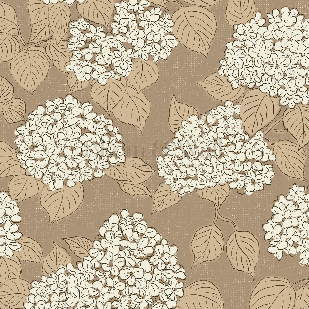 Jeny Vintage Hydrangea Earthy Ivory Wallpaper