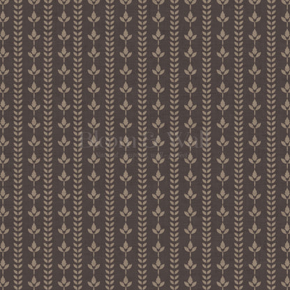 Agnes Dark Truffle Brown Leaf Stripes Wallpaper