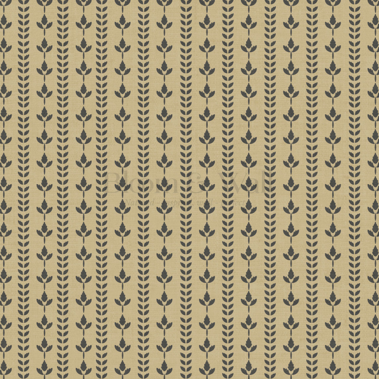 Agnes Mustard Green Leaf Stripes Wallpaper