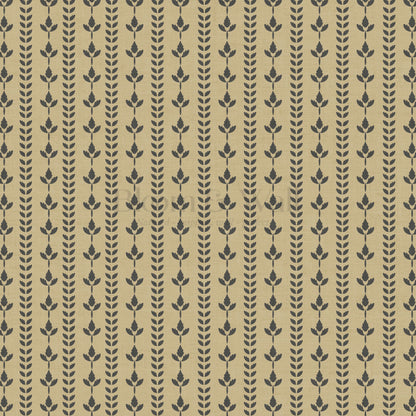 Agnes Mustard Green Leaf Stripes Wallpaper