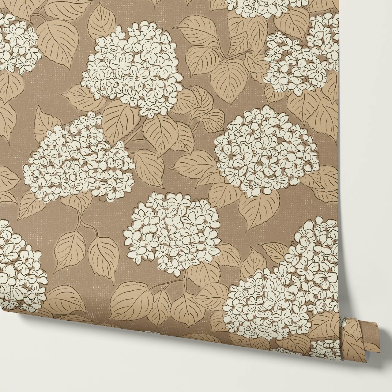 Jeny Vintage Hydrangea Earthy Ivory Wallpaper