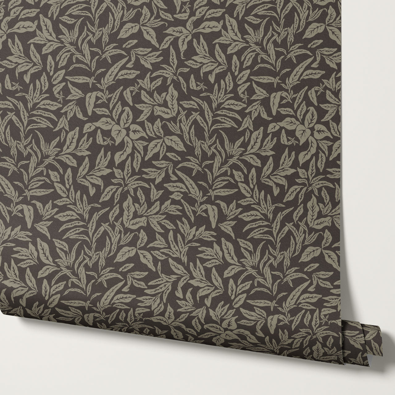 Adelaide Ash Gray Botanical Leaves Wallpaper