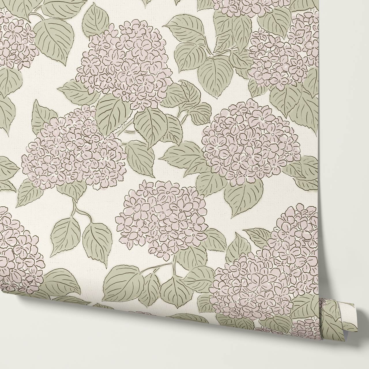 Jeny Vintage Hydrangea Soft Blush Sage Wallpaper