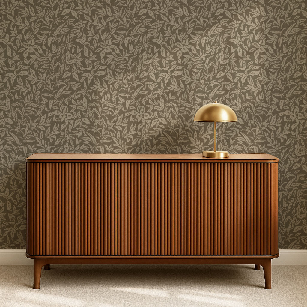 Adelaide Deep Olive Botanical Leaves Wallpaper