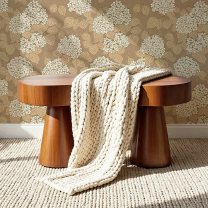 Jeny Vintage Hydrangea Earthy Ivory Wallpaper