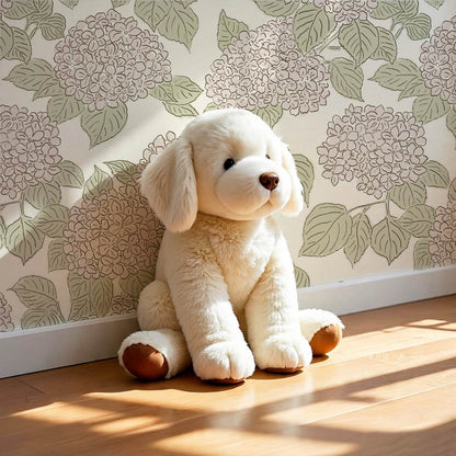Jeny Vintage Hydrangea Soft Blush Sage Wallpaper