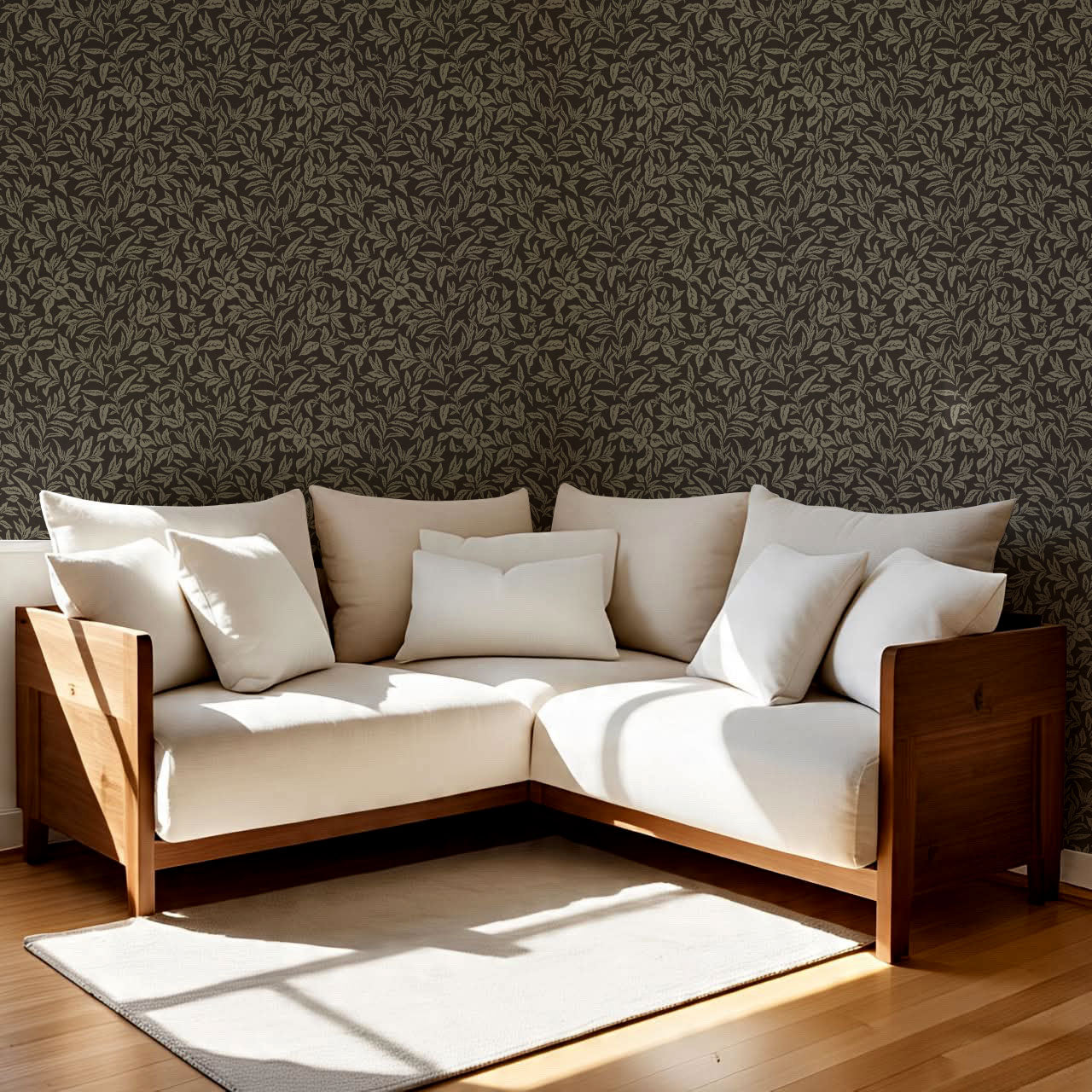 Adelaide Ash Gray Botanical Leaves Wallpaper