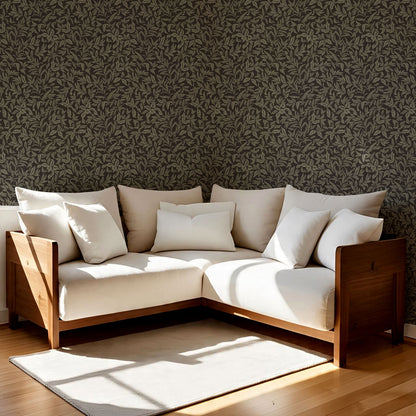 Adelaide Ash Gray Botanical Leaves Wallpaper