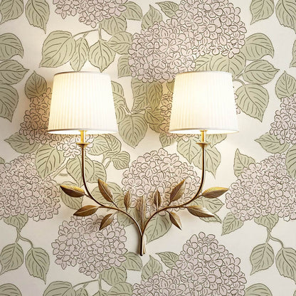 Jeny Vintage Hydrangea Soft Blush Sage Wallpaper