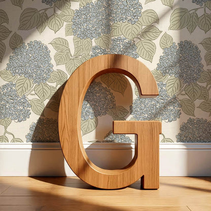 Jeny Vintage Hydrangea Ivory Blue Wallpaper
