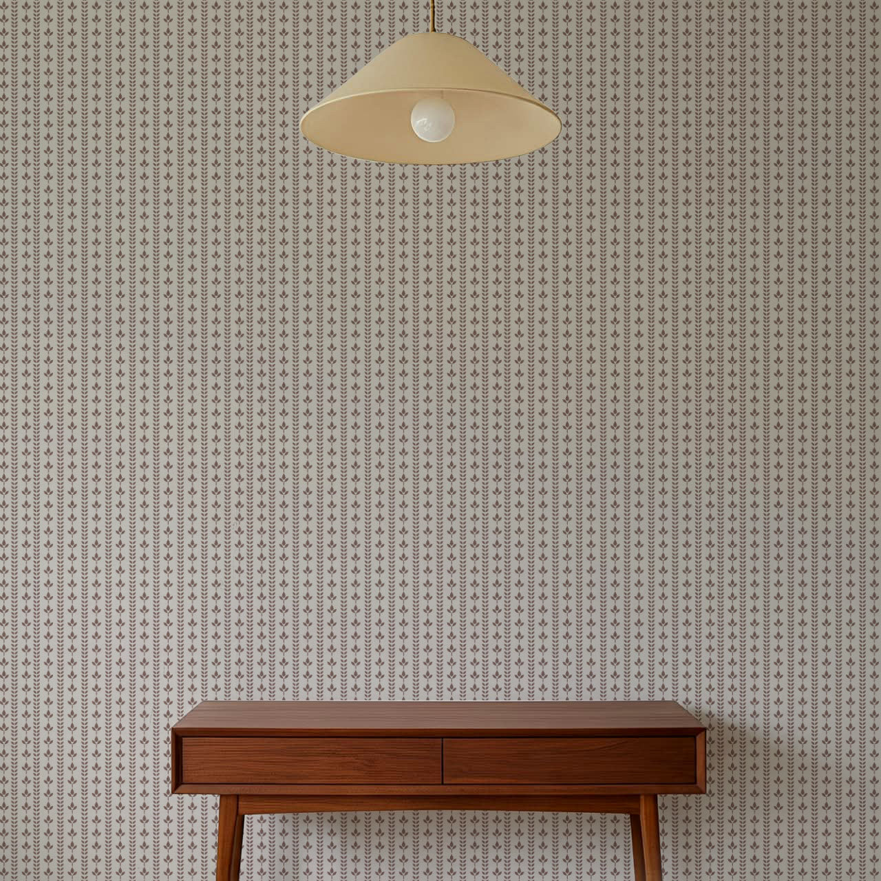 Agnes Clay Mocha Leaf Stripes Wallpaper