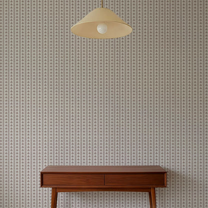 Agnes Clay Mocha Leaf Stripes Wallpaper