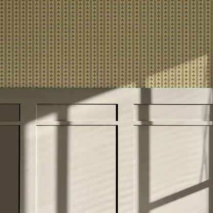 Agnes Mustard Green Leaf Stripes Wallpaper