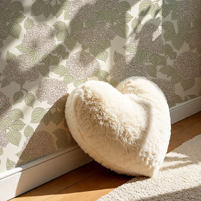 Jeny Vintage Hydrangea Soft Blush Sage Wallpaper