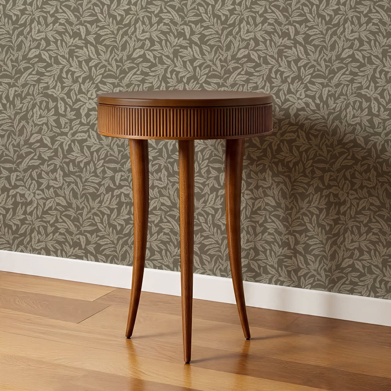 Adelaide Deep Olive Botanical Leaves Wallpaper