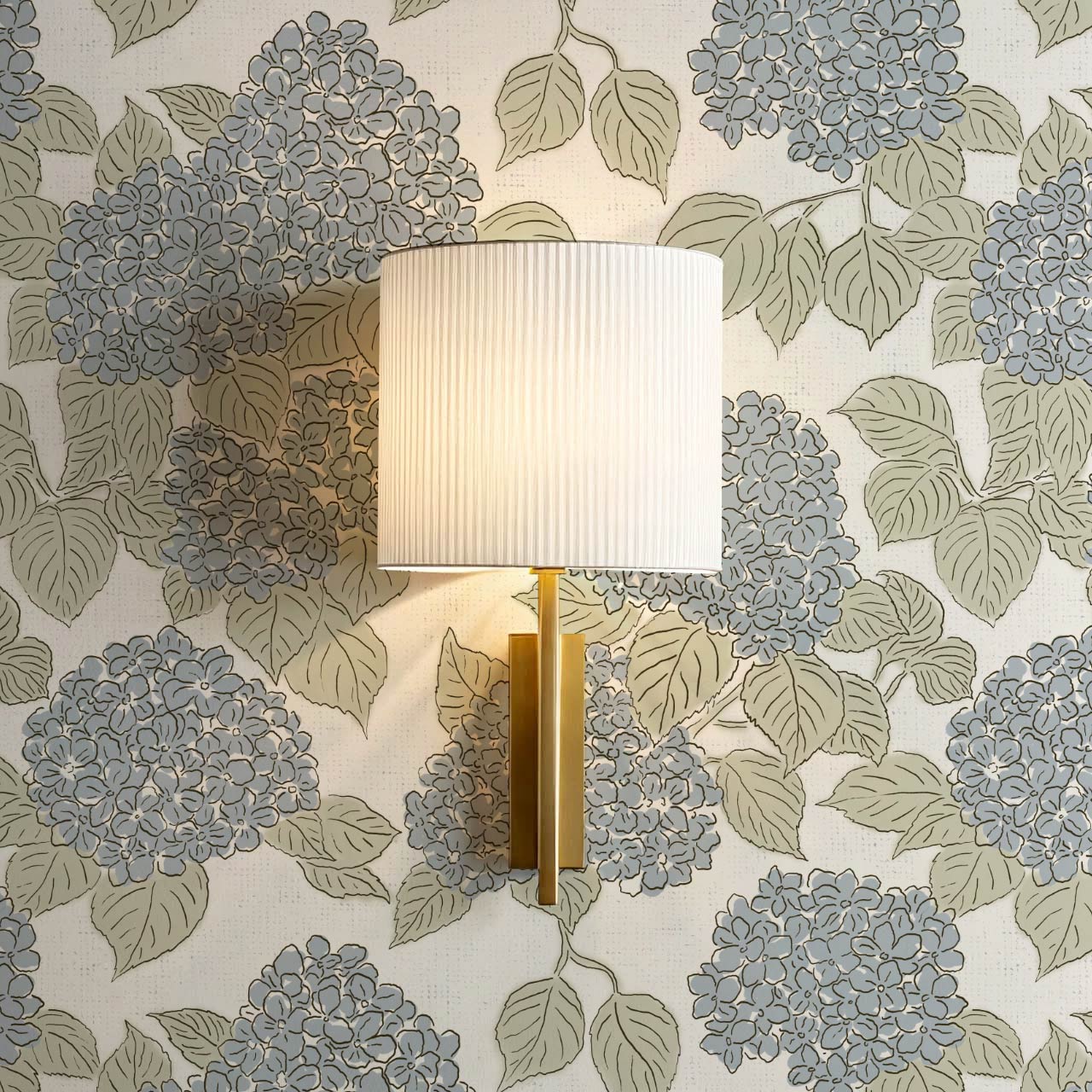 Jeny Vintage Hydrangea Ivory Blue Wallpaper