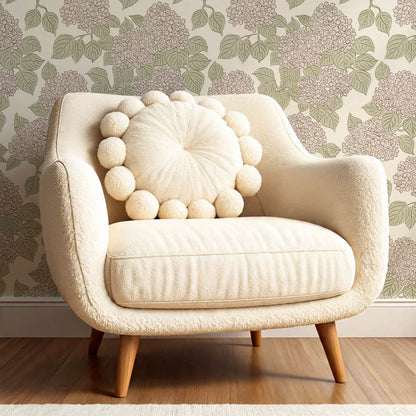 Jeny Vintage Hydrangea Soft Blush Sage Wallpaper