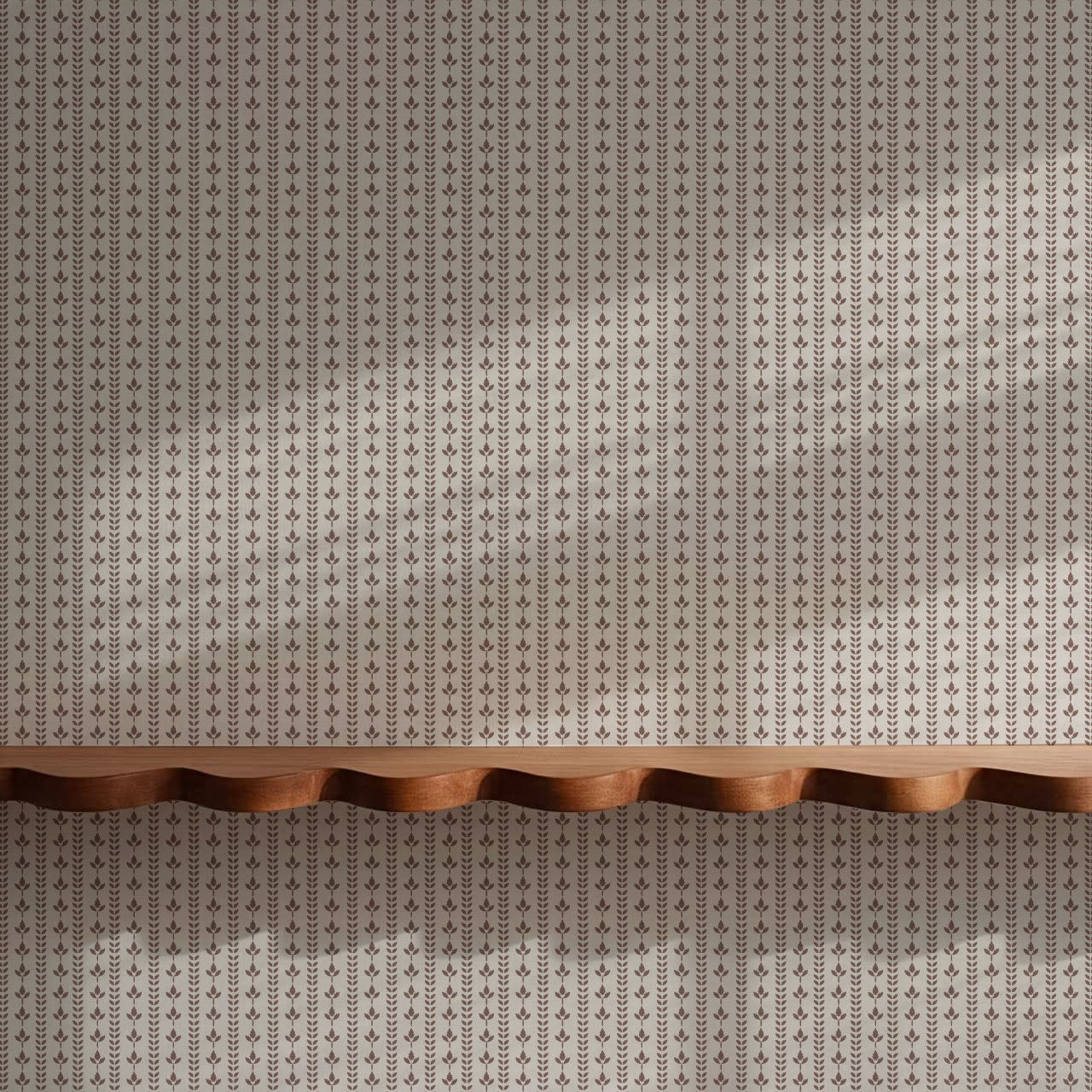 Agnes Clay Mocha Leaf Stripes Wallpaper
